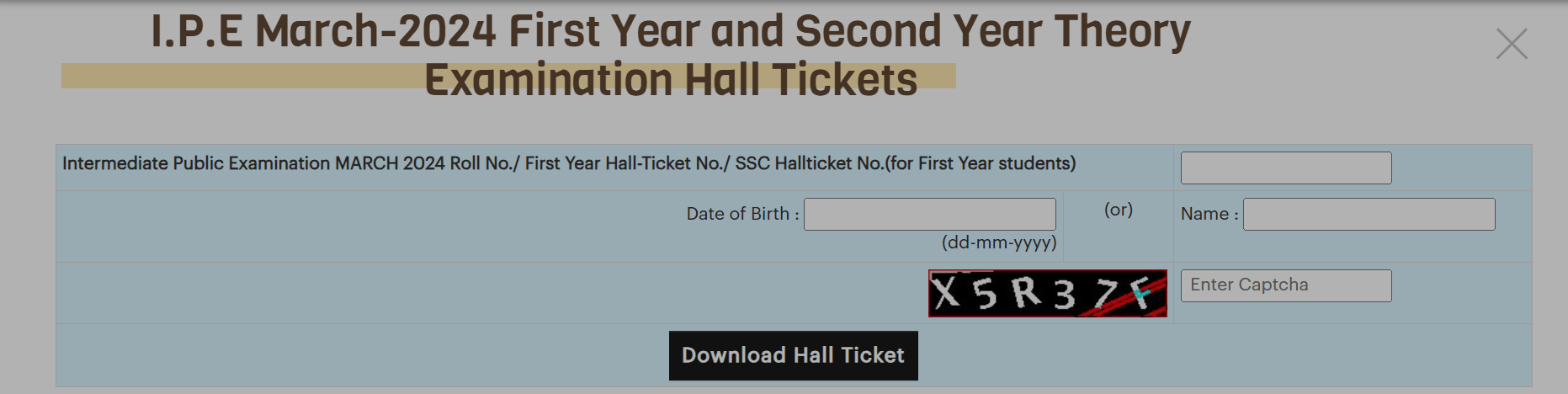 AP Inter Hall Ticket 2024