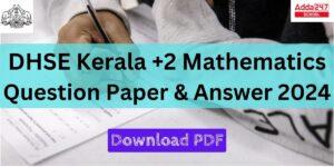 Kerala Plus Two Maths Question Paper 2024
