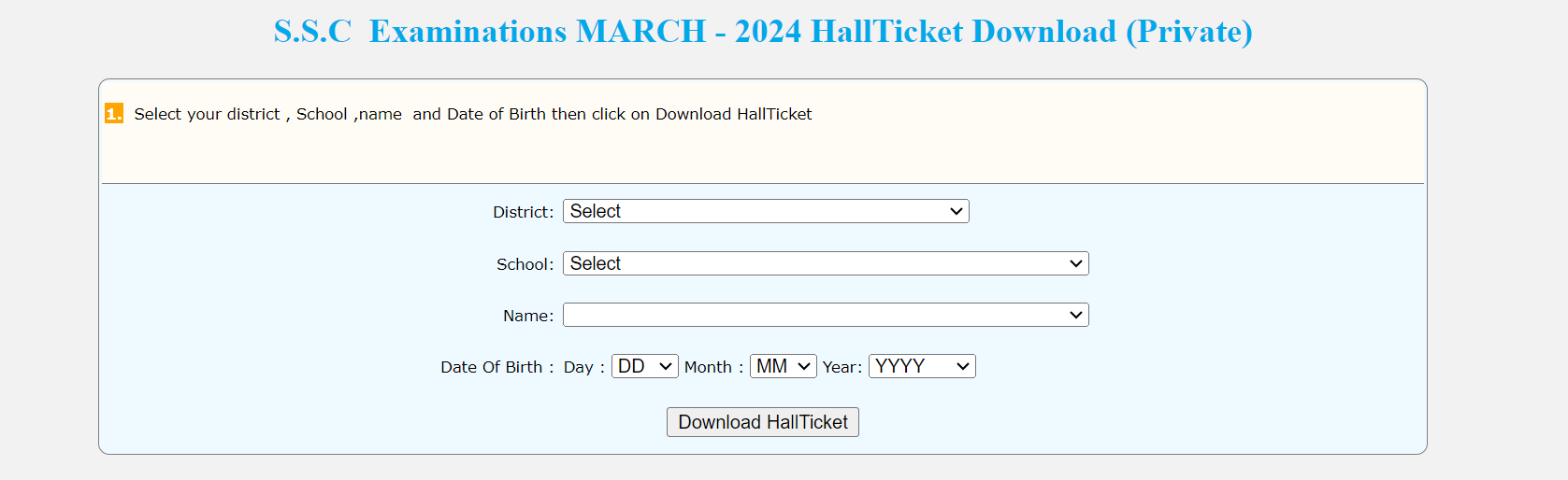 TS SSC Hall Ticket Download 2024