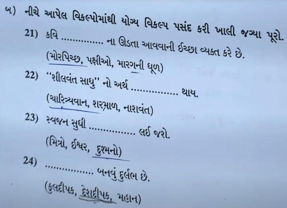 GSEB SSC Gujarati Question Paper 2024, Gujarati Answer Key_11.1