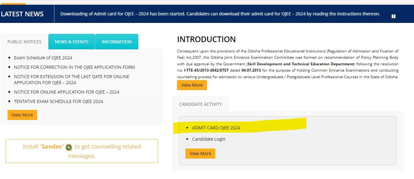OJEE Admit Card 2024 Download Link at ojee.nic.in_3.1