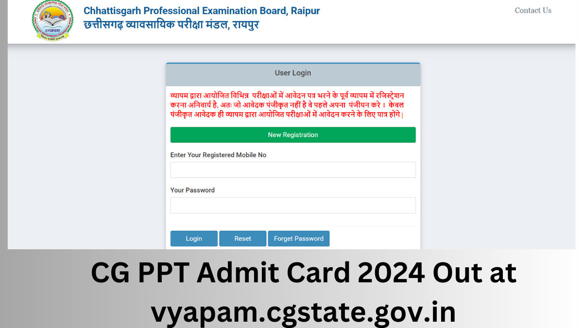CG PPT Admit Card 2024