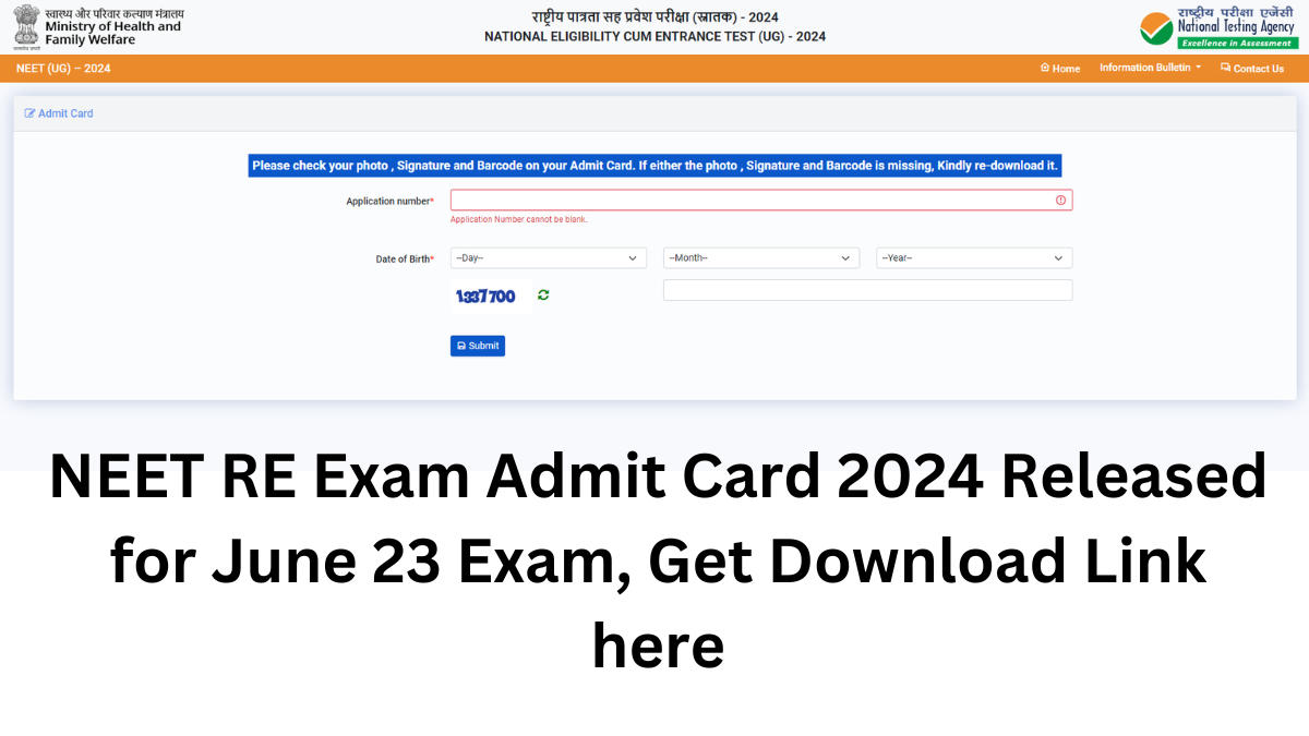 NEET RE Exam Admit Card 2024