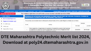DTE Maharashtra Polytechnic Merit list 2024,