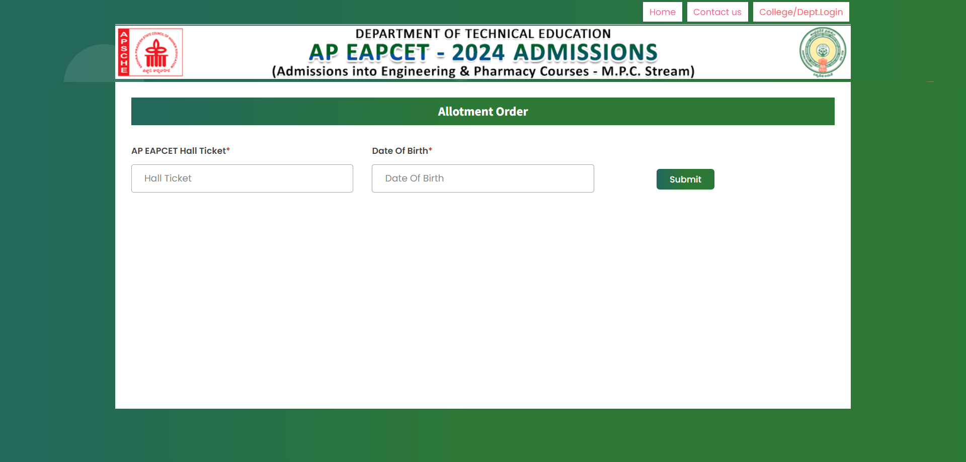 AP EAMCET Round 1 Seat Allotment Result 2024