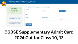 CGBSE Supplementary Admit Card 2024