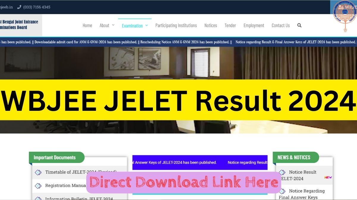 WBJEE JELET Result 2024