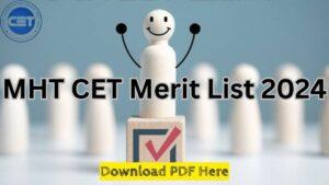 MHT CET Merit List 2024