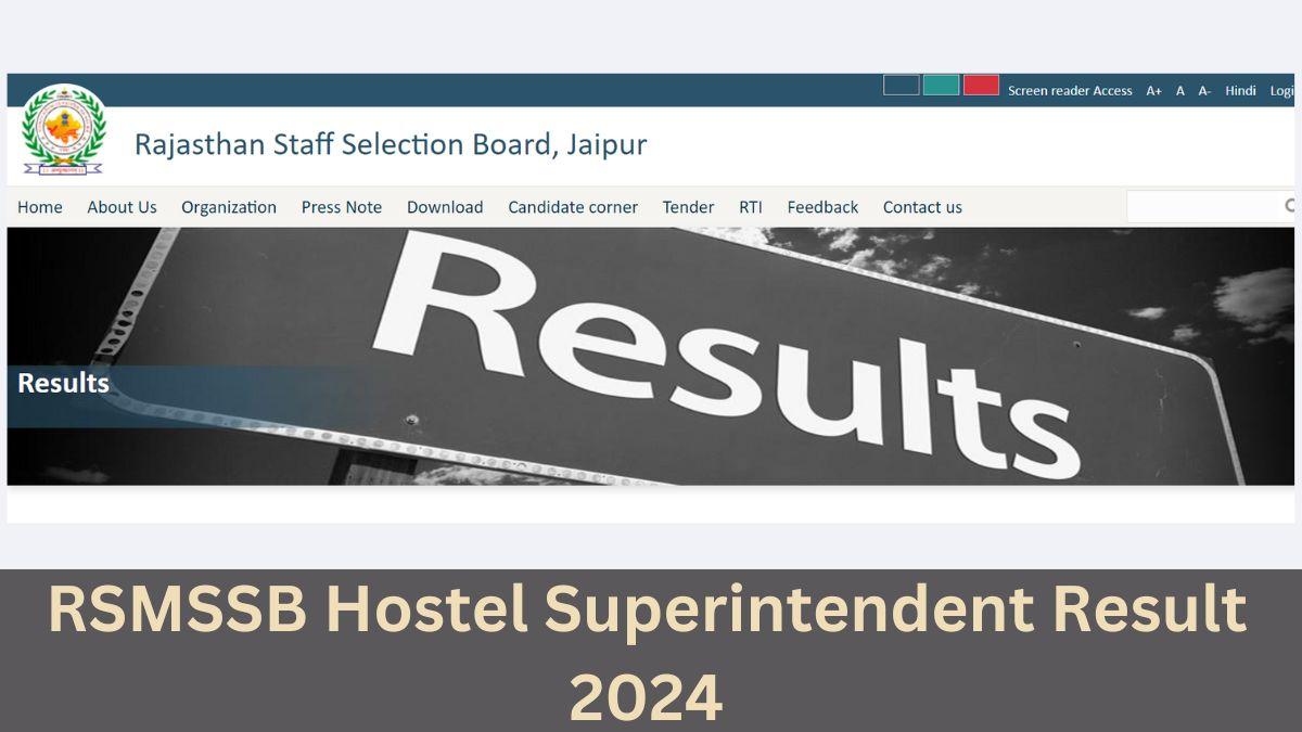 RSMSSB Hostel Superintendent Result 2024