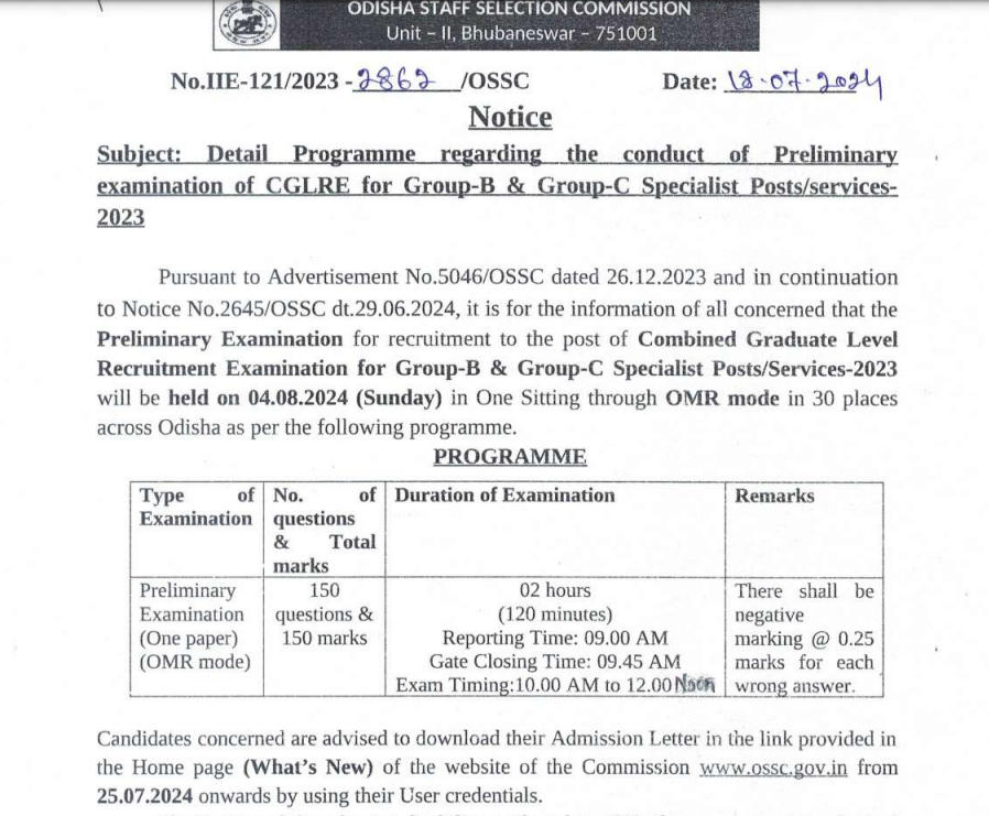 OSSC CGL Exam Date 2024 Out for 543 Group B and C Specialist Posts_3.1