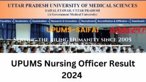 UPUMS Nursing Officer Result 2024