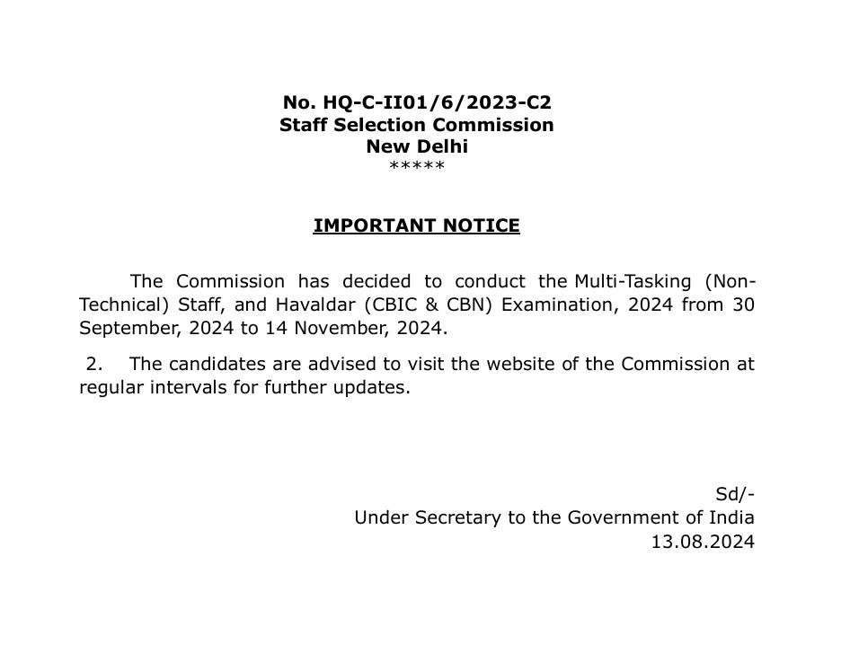 SSC MTS Exam Date