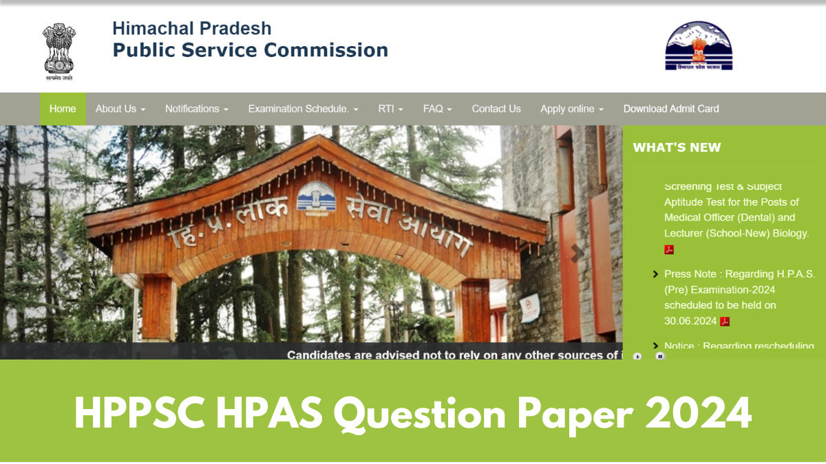 HPPSC HPAS Question Paper 2024, Check Shift Wise Paper PDF