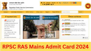 RPSC RAS Mains Admit Card 2024