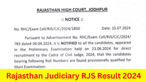 Rajasthan Judiciary RJS Result 2024 Declared, Get PDF Download Link