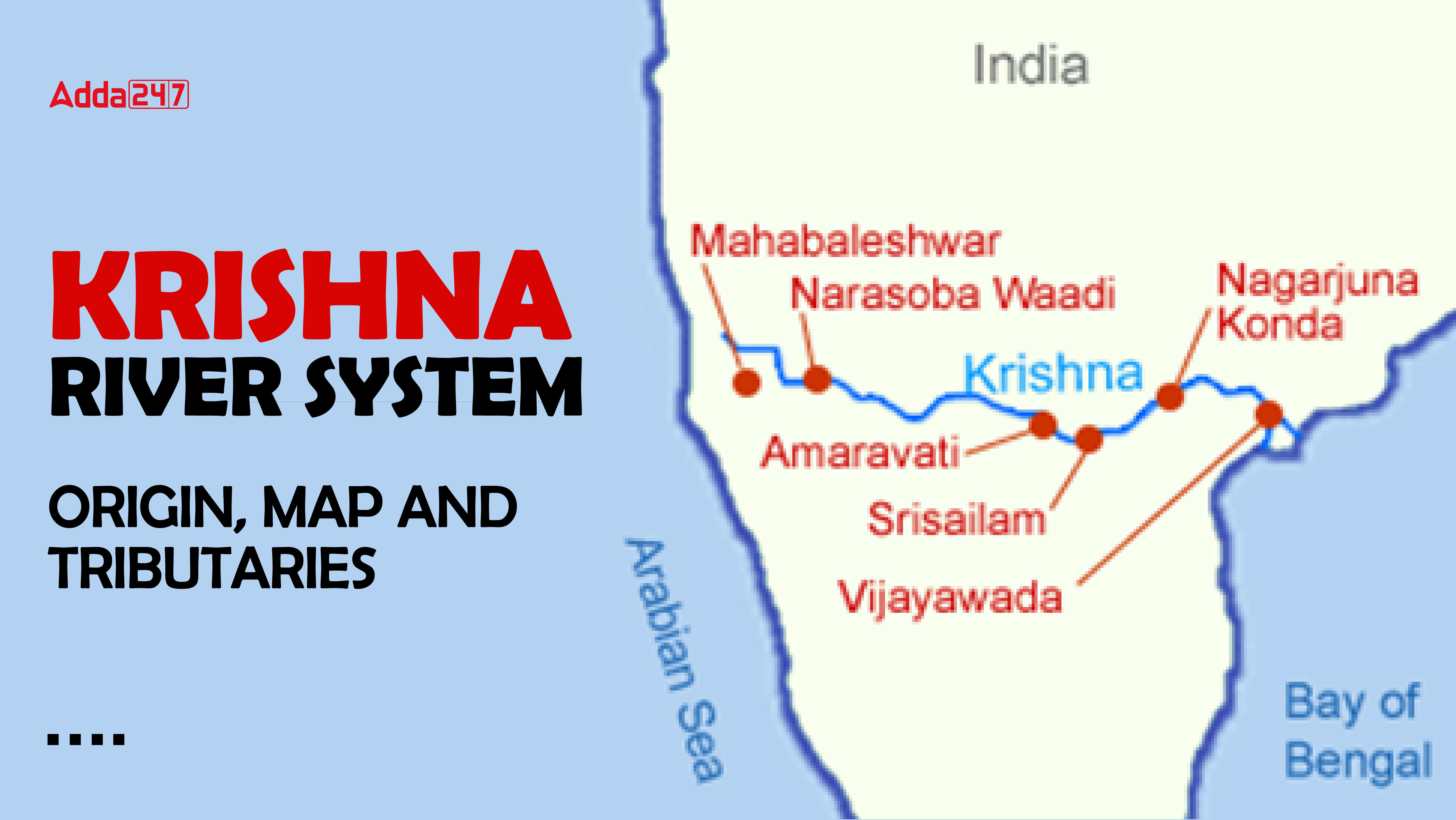 Krishna River System Origin, Map and Tributaries