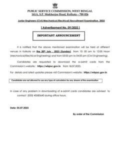 WBPSC JE Exam Date 2023, Download WBPSC JE Exam Date Notice_3.1