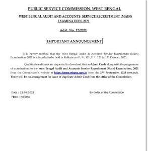 West Bengal Audit And Accounts Service Exam Date 2023_3.1