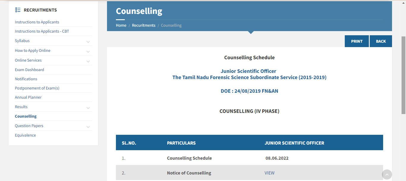 TNPSC Junior scientific officer 4th Phase Counselling Date_3.1