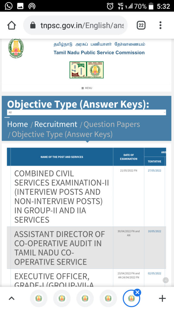 COMBINED CIVIL SERVICES EXAMINATION-II (INTERVIEW POSTS AND NON-INTERVIEW POSTS) IN GROUP-II AND IIA SERVICES tentative answer key
