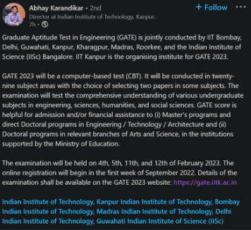 GATE 2023 Exam Date Released By IIT Kanpur Check and Download Exam Schedule Here_5.1