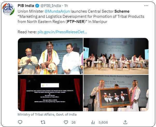 Tribal Affairs Minister launched Marketing, Logistics Development for PTP-NER scheme_40.1