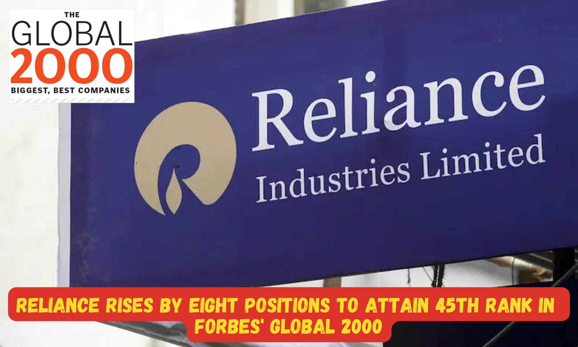 Reliance Rises by Eight Positions to Attain 45th Rank in Forbes' Global 2000