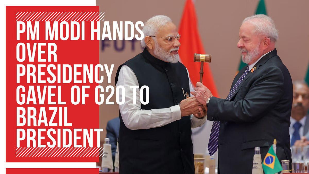 PM Modi hands over G20 Presidency gavel to Brazil's President