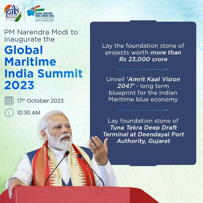 PM To Inaugurate Global Maritime India Summit 2023 In Mumbai