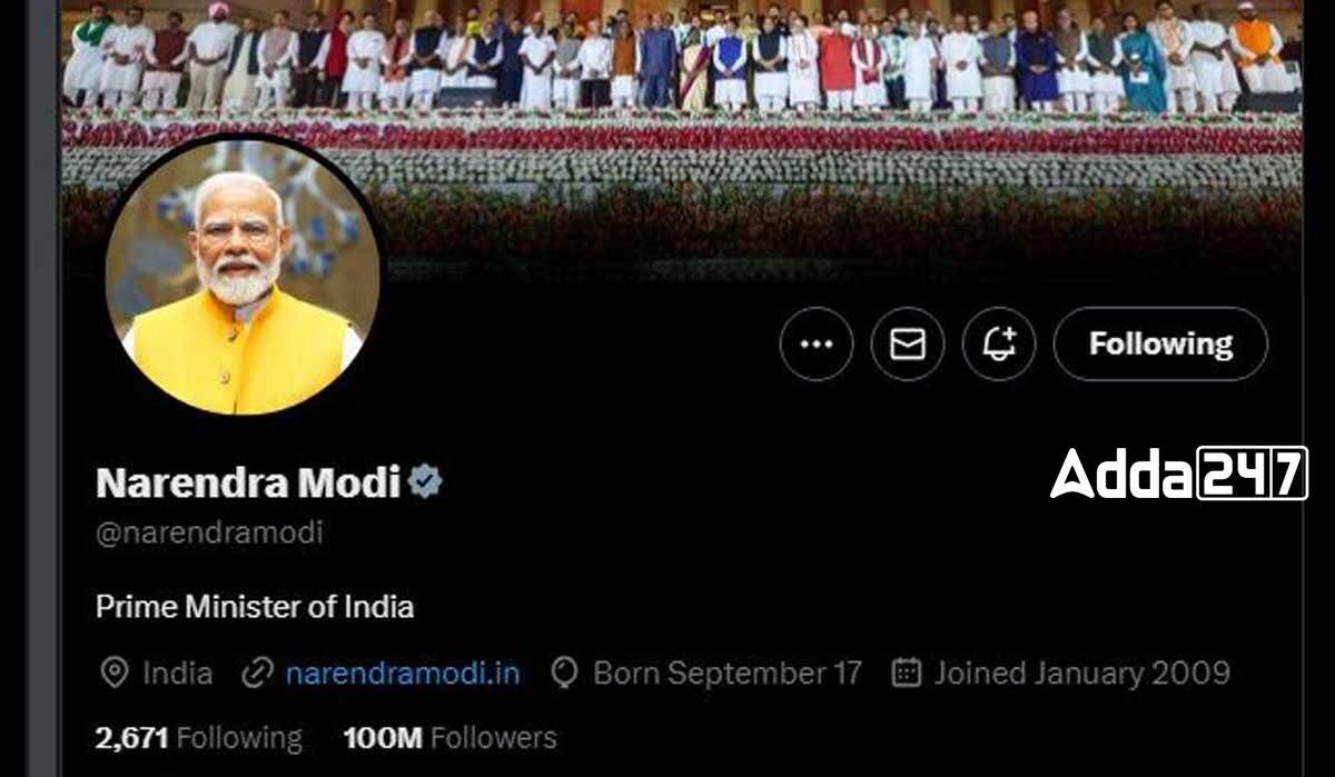 PM Modi Becomes Most Followed Global Leader on X with Over 100 Million Followers