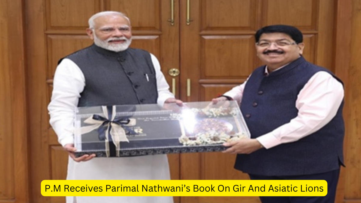 P.M Receives Parimal Nathwani’s Book On Gir And Asiatic Lions