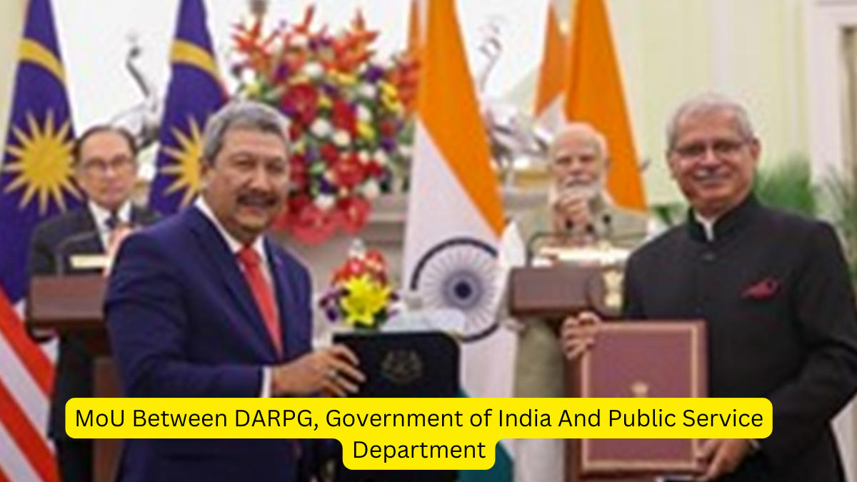 MoU Between DARPG, Government of India And Public Service Department