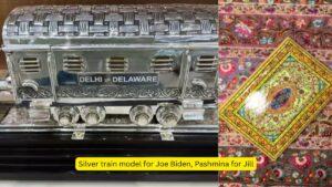 Silver train model for Joe Biden, Pashmina for Jill