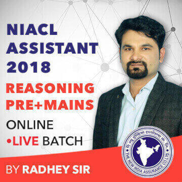 NIACL Assistant 2018 Reasoning (Pre | Mains) Batch By Radhey Sir (Online Live Classes) |_3.1