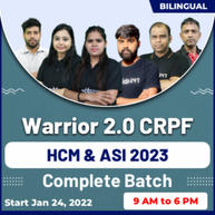 Warrior 2.0 CRPF HCM & ASI 2023 Online Live Classes | Bilingual | Complete Batch By Adda247
