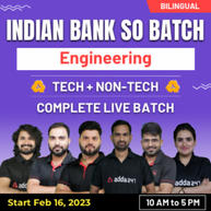 Indian Bank SO Batch Engineering | Bilingual | Online Live Classes By Adda247