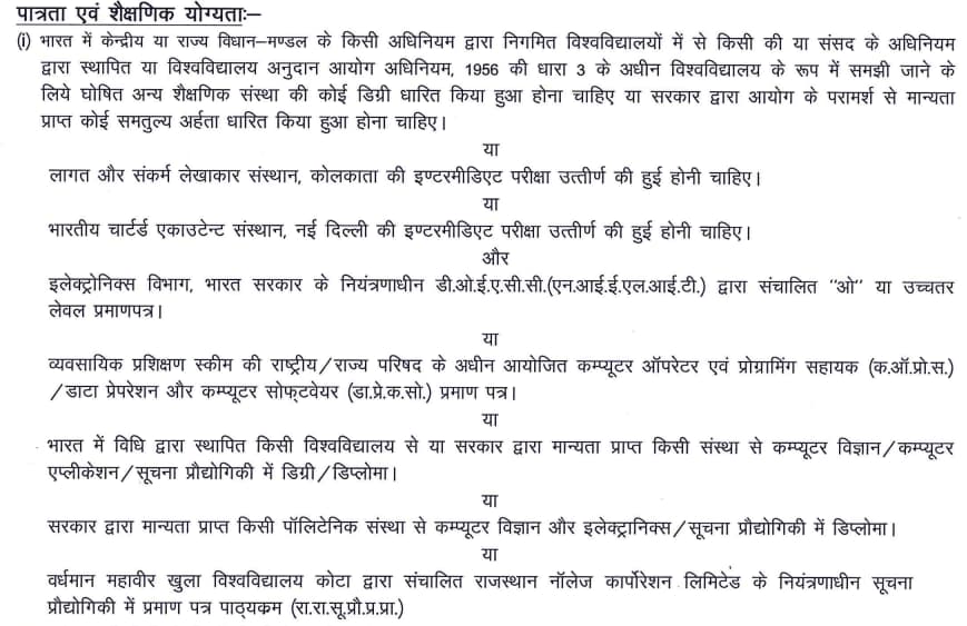 Rajasthan Junior Accountant Eligibility 2023