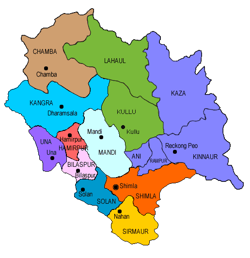 List of Himachal Pradesh Districts Along with their District Maps | India  world map, World geography map, Himachal pradesh