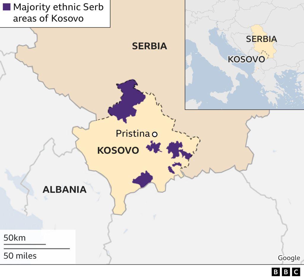 Areas of Kosovo where Serbs are the majority