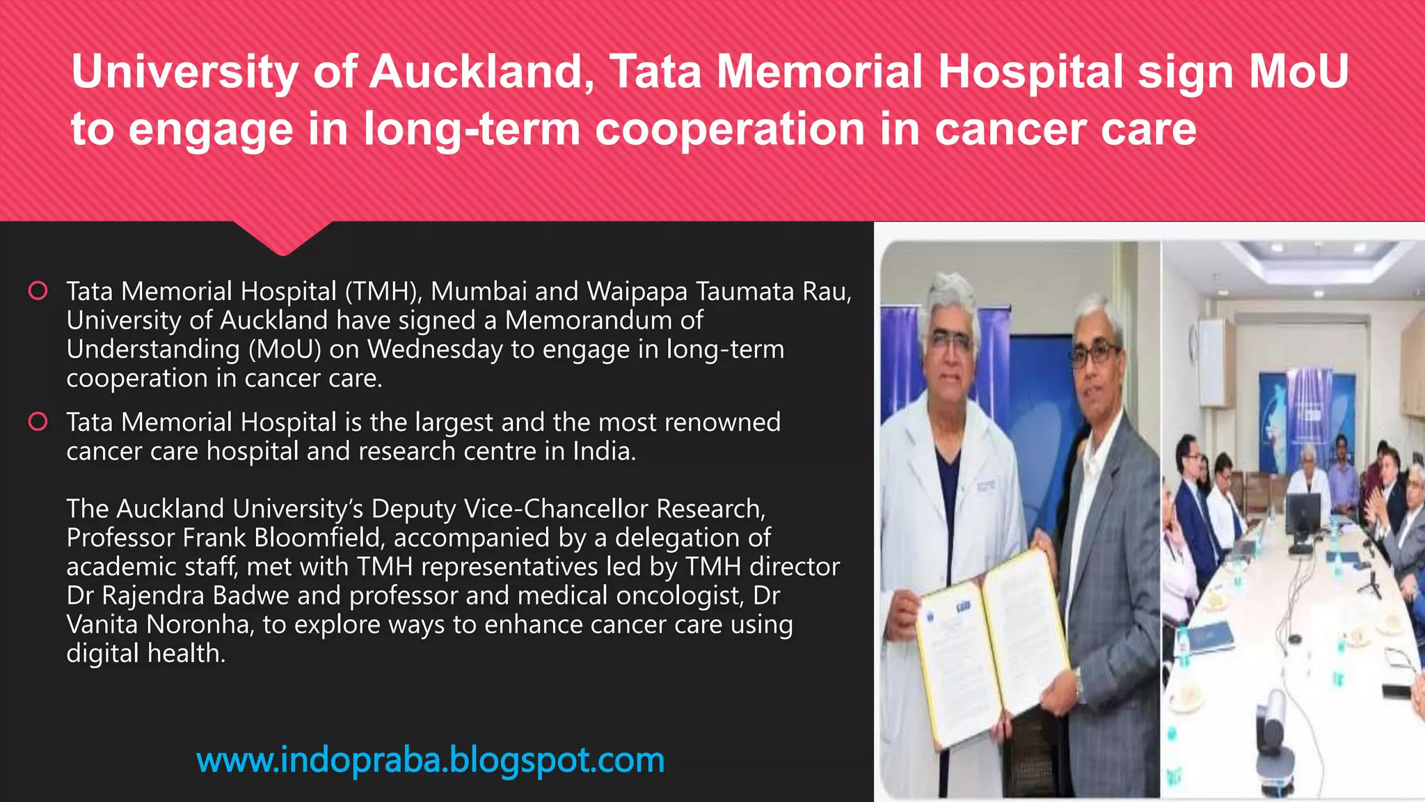 University of Auckland, Tata Memorial Hospital sign MoU for cancer care_40.1