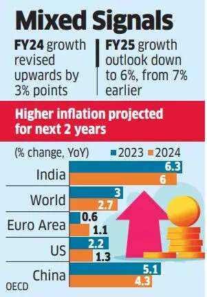 OECD raises India's growth forecast for FY24 to 6.3 per cent