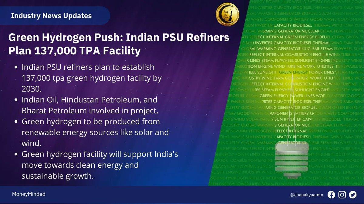 Money Minded on Twitter: "Green Hydrogen Push: Indian PSU refiners plan 137,000 TPA facility #India #GreenHydrogen #News https://t.co/1gw7lmHPmX" / Twitter