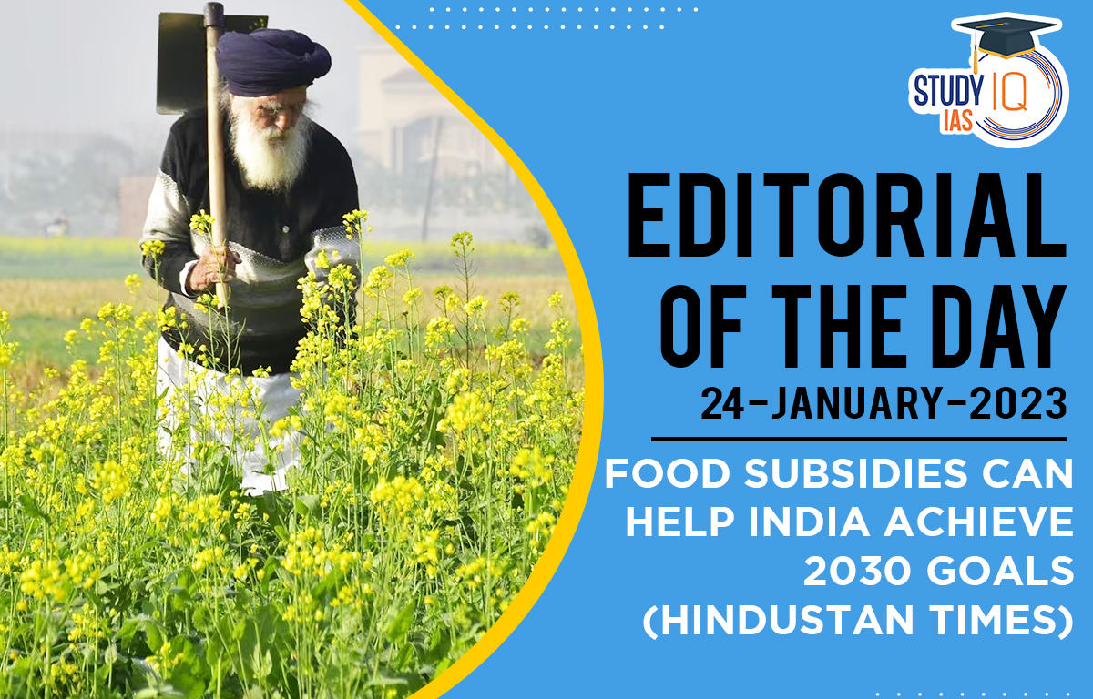 Food Subsidies can help India Achieve 2030 goals