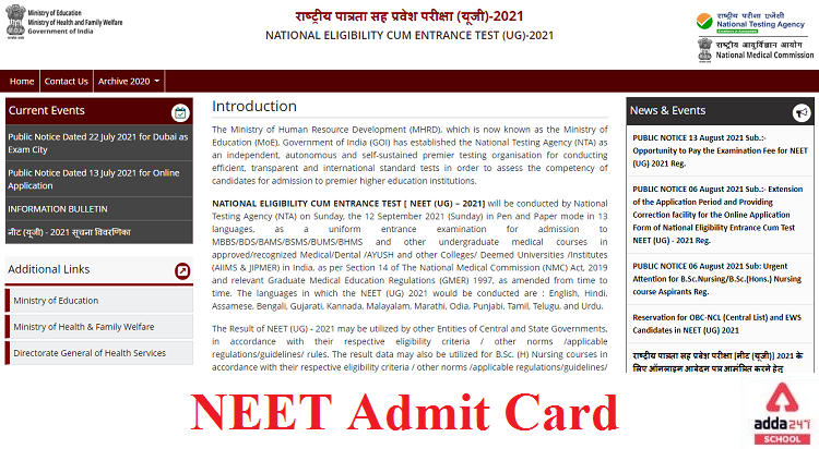 NEET UG Admit Card 2021 Released Download @ neet.nta.nic.in_30.1