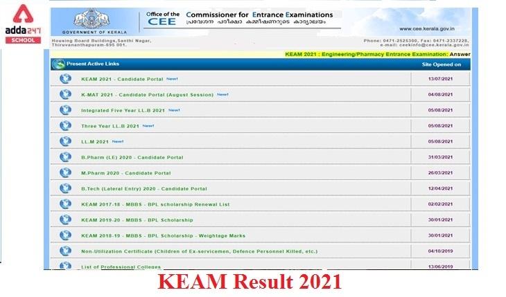 KEAM Result 2021 (Out) - Login to Check Result @ www.cee.kerala.gov.in._30.1