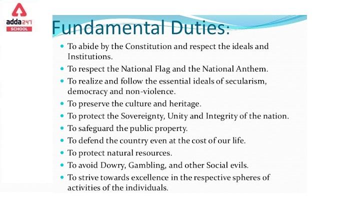 11 Fundamental Duties of India, Article and Amendments, List_30.1