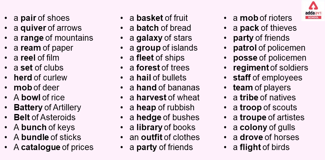 Collective Nouns Examples List