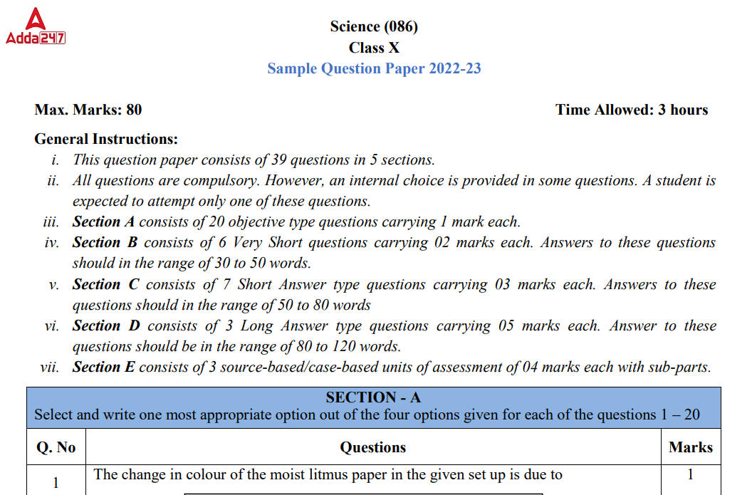CBSE Science Sample Paper Class 10 2022- 23 with Solutions_30.1