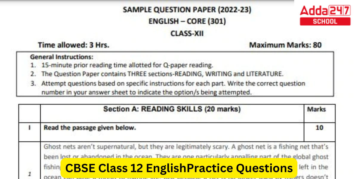CBSE Class 12 English Additional Practice Questions 2023
