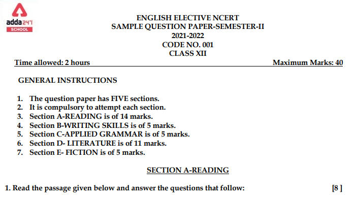 english term 2 sample paper with solution